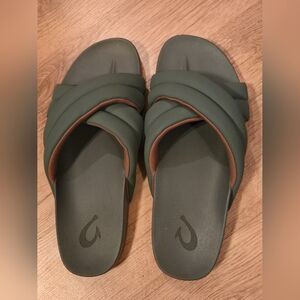 OluKai Hila Slides Water Resistant Green Size 8